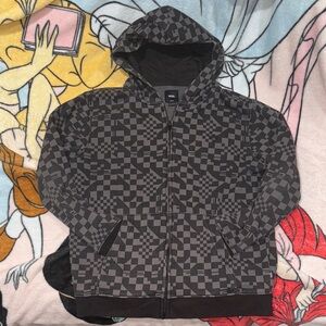 Young Adults Vans Black and Gray Geometric Hoodie. Boys size Large, Used Once!